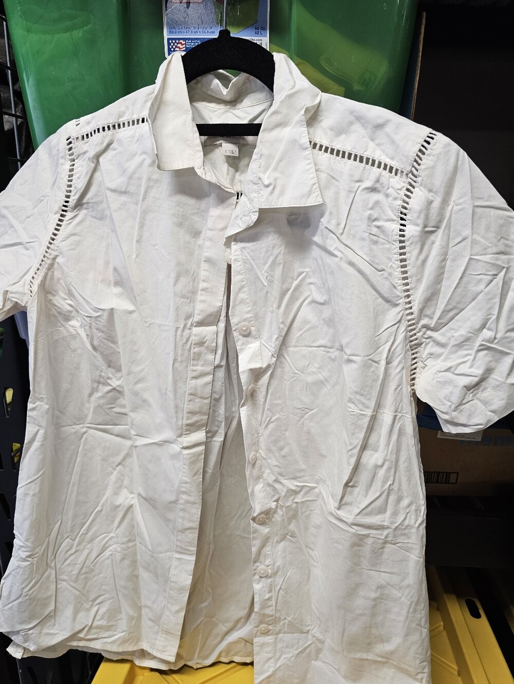LOFT womens white short sleeve button down shirt small